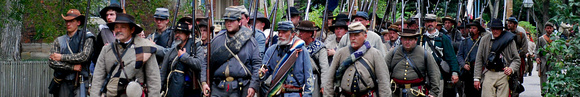 Rebel line marching Super Panoramic